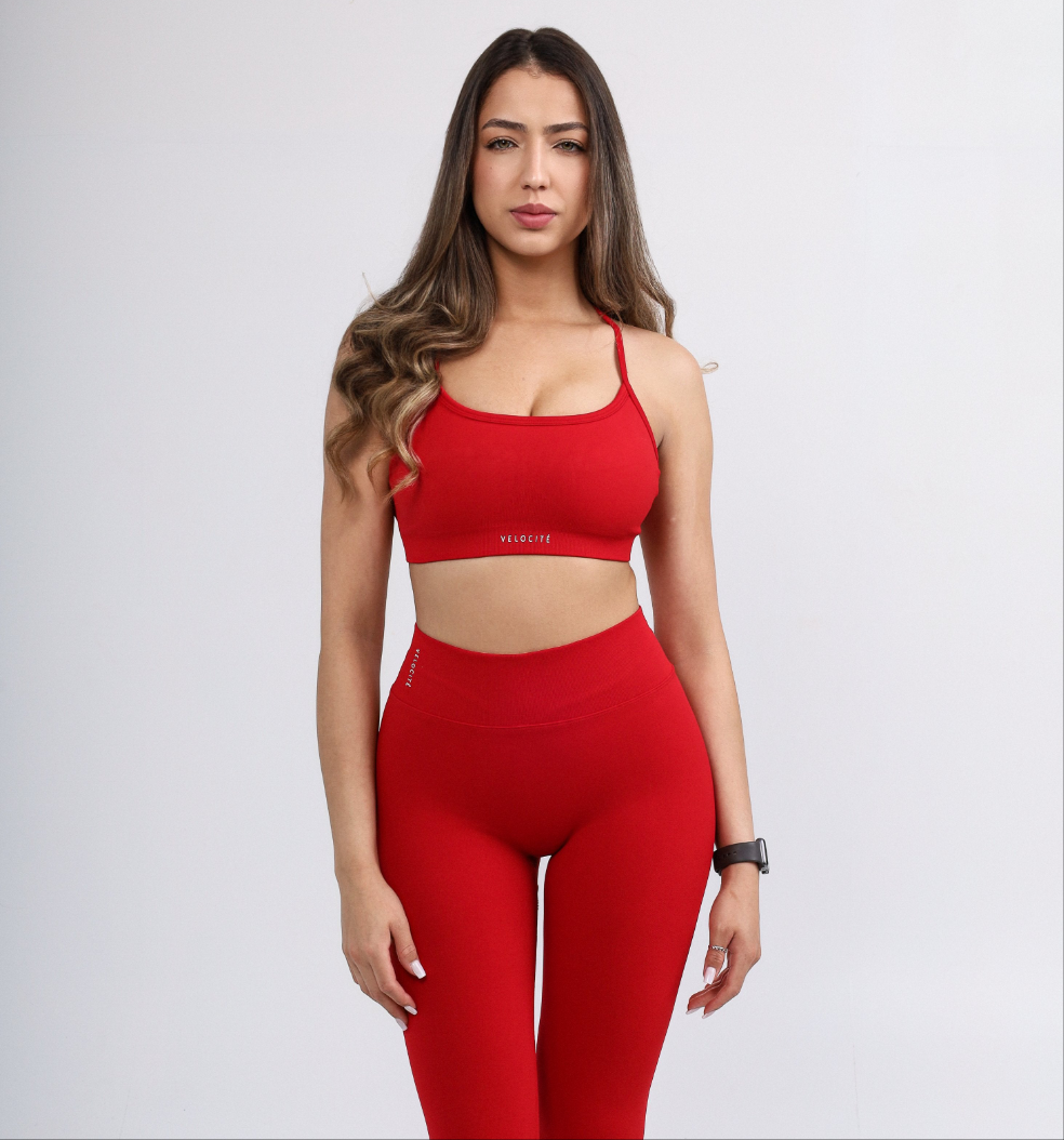 VBACK SCRUNCH LEGGINGS - RED