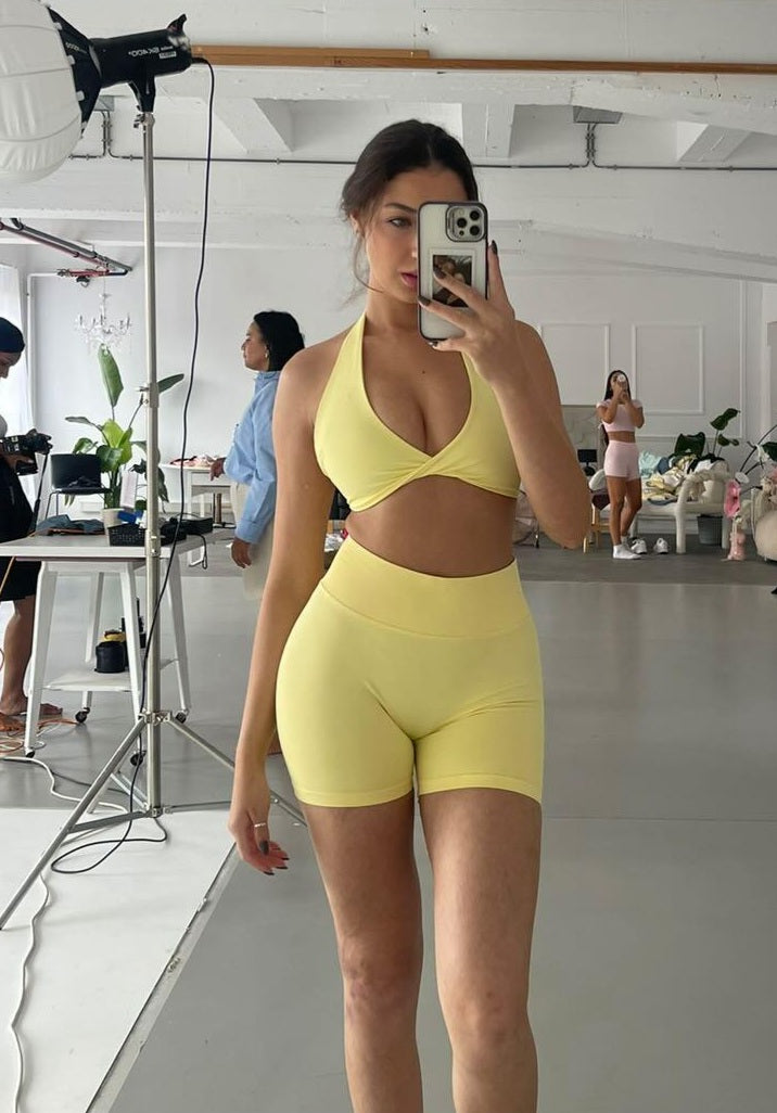 TWISTED HALTER BRA - SUN