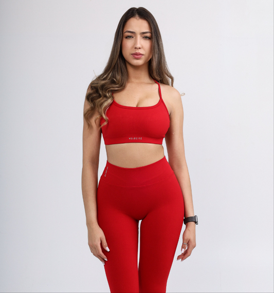VBACK SCRUNCH LEGGINGS - RED