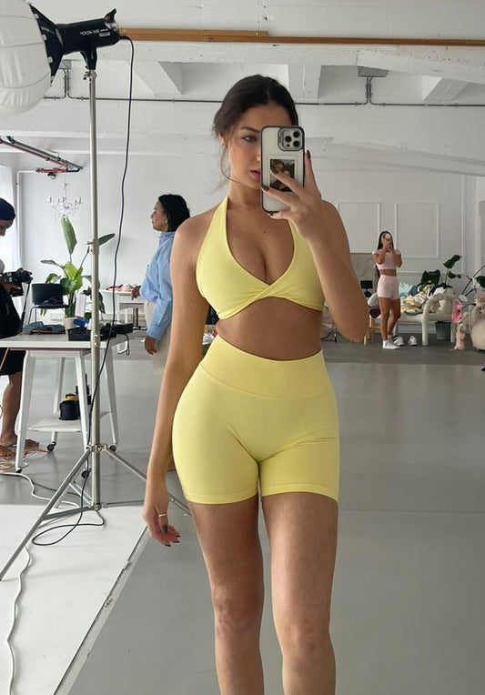 TWISTED HALTER BRA - SUN