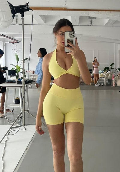 TWISTED HALTER BRA - SUN