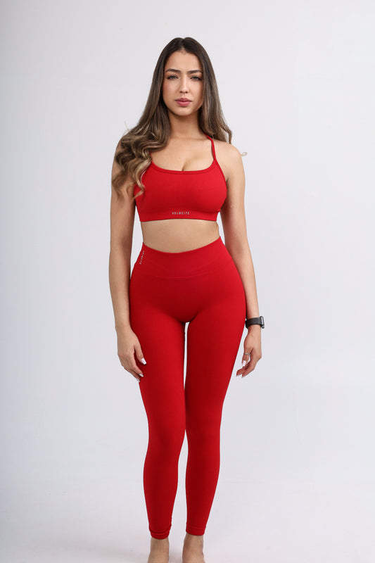 VBACK SCRUNCH LEGGINGS - RED