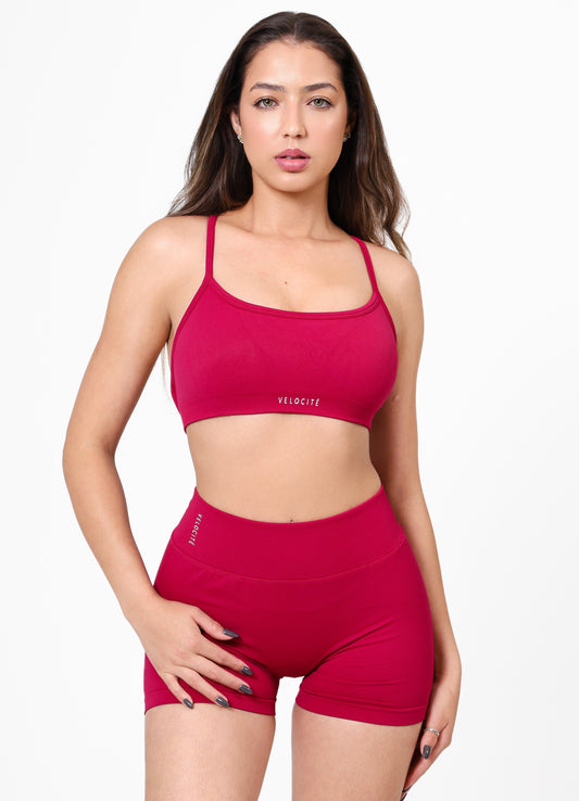 VBACK SCRUNCH SHORTS - CHERRY