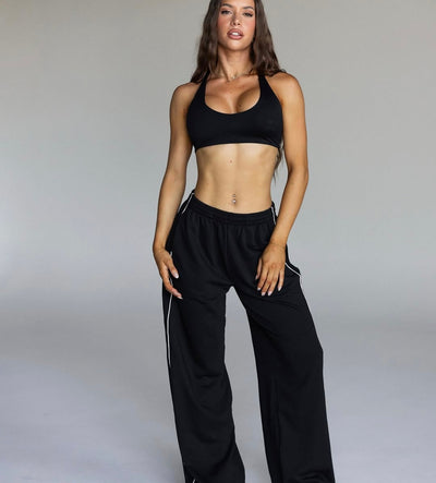 WIDE LEG JOGGER PANTS - BLACK