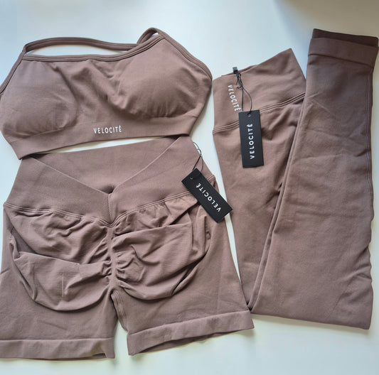 VBACK SCRUNCH LEGGINGS - COFFEE