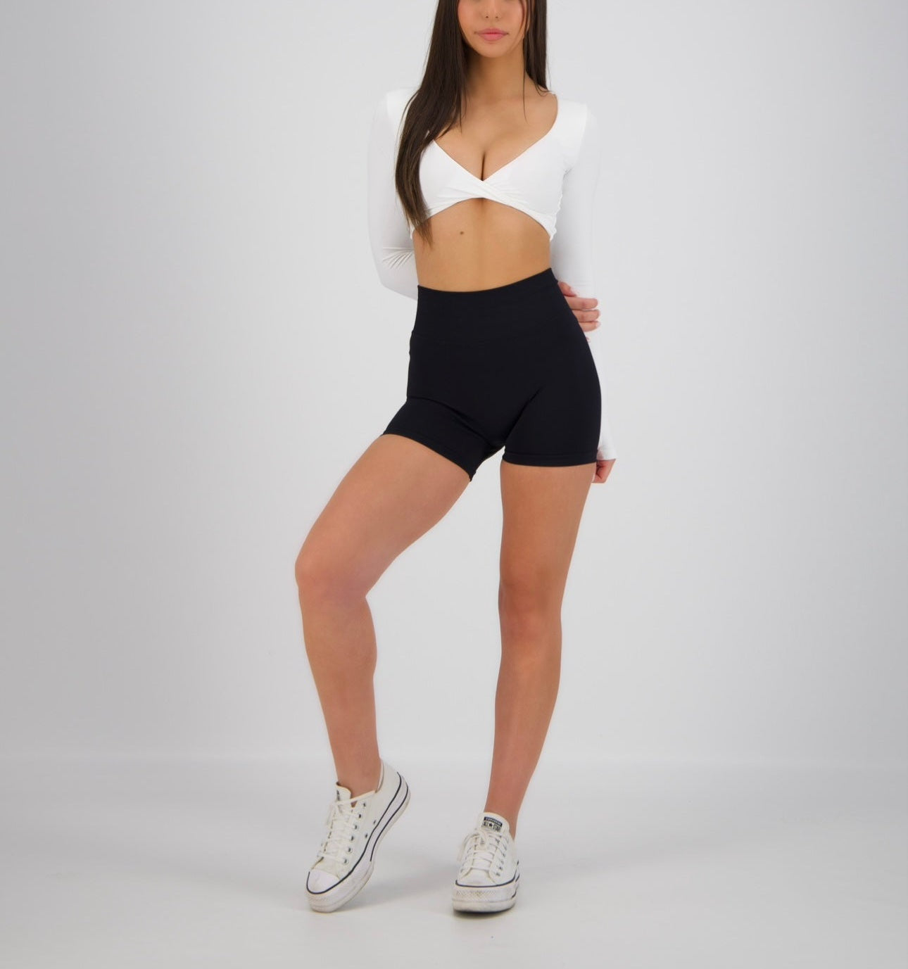 Over The Line Long Sleeve Crop Ballet - Snow