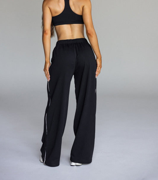 WIDE LEG JOGGER PANTS - BLACK